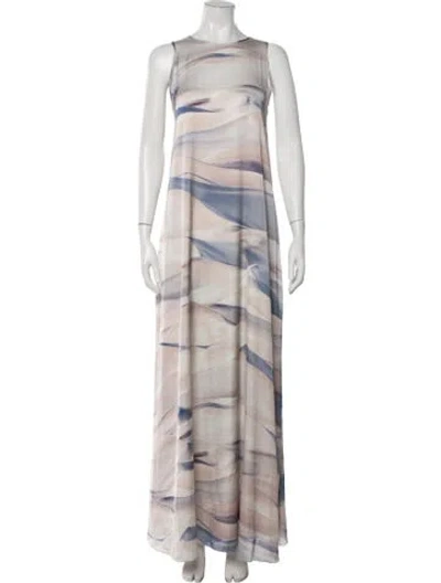 Pre-owned Peserico Printed Long Dress W/ Tags In Neutrals