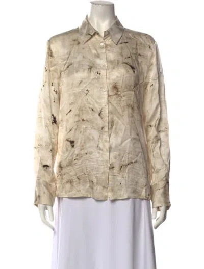 Pre-owned Peserico Printed Long Sleeve Blouse In Neutrals