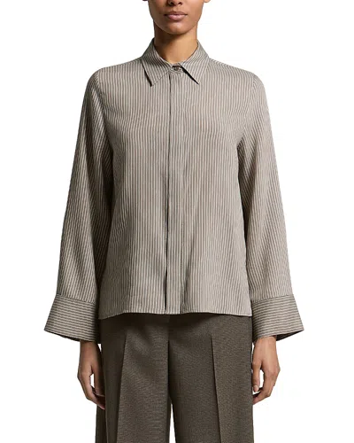 Peserico Printed Melange Leaf Collar Shirt In Gray