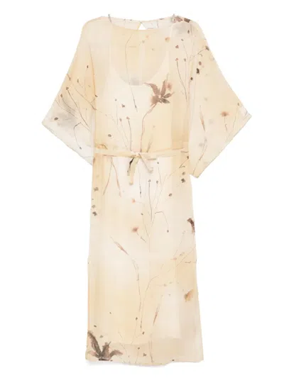 Peserico Printed Midi Dress In Neutral