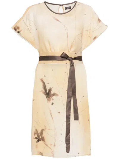 Peserico Printed Midi Dress In Neutral