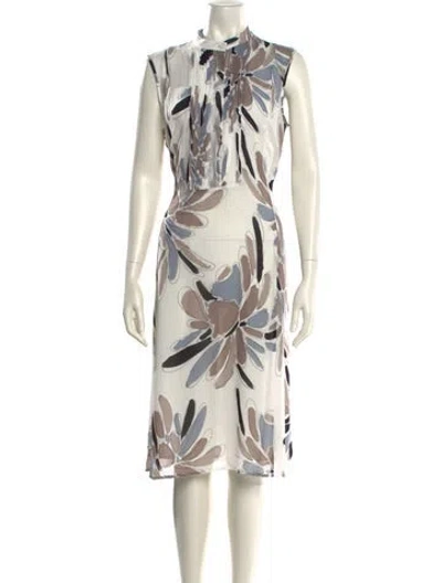 Pre-owned Peserico Printed Midi Length Dress In White