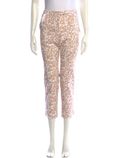 Pre-owned Peserico Printed Straight Leg Pants In Pink