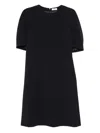 Peserico Puff-sleeve Midi Dress In Black