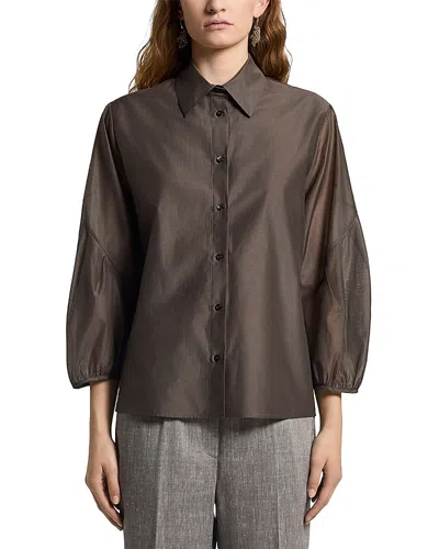 Peserico Puffed Sleeve Blouse In Brown