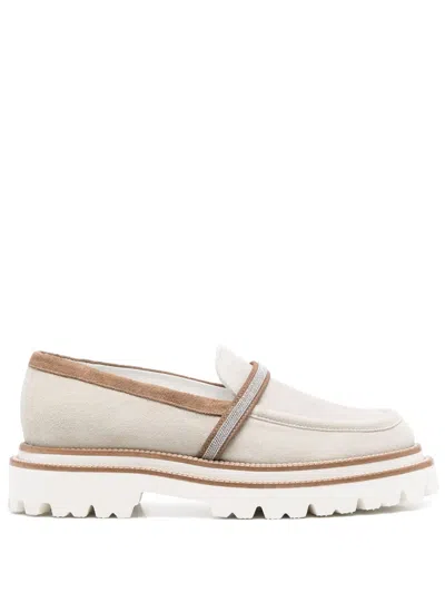 Peserico Punto Lace Loafers In Neutrals