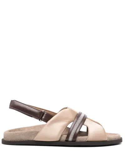 Peserico Punto Lace Sandals In Brown
