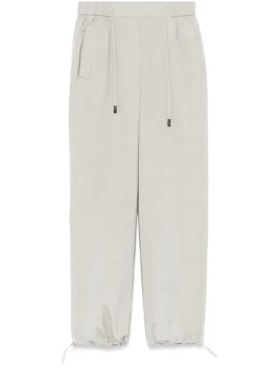 Peserico Punto Luce-chain Straight-leg Trousers In Grey