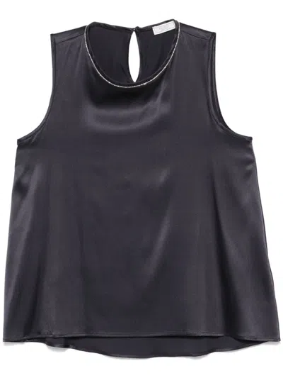 Peserico Punto Luce-chain Top In Blue