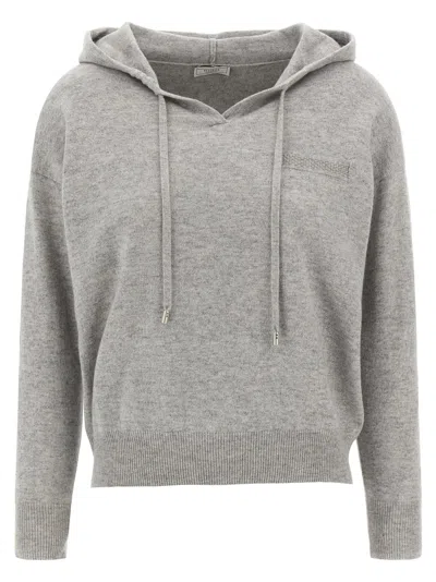 Peserico Punto Luce Hooded Sweater In Gray