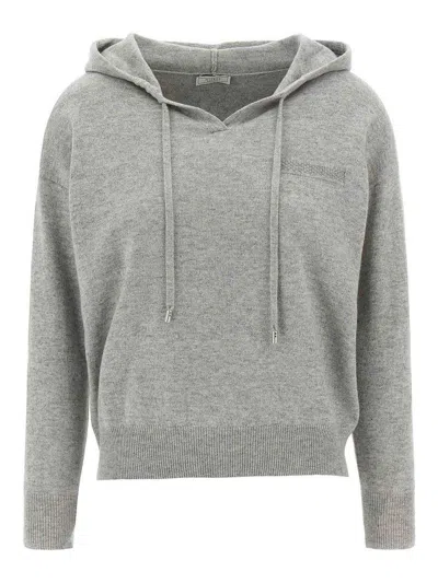 Peserico Punto Luce Hooded Sweater In Gray