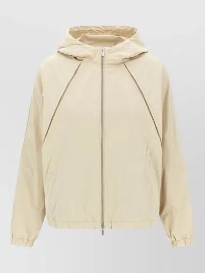 Peserico Punto Luce Hooded Windbreaker Jacket In Neutral