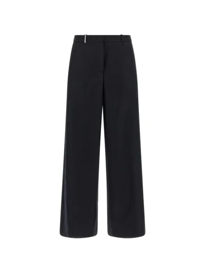 Peserico Virgin Wool High-rise Wide-leg Suit Trousers In Black