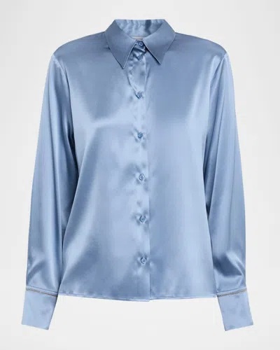 Peserico Punto Luce Silk-blend Shirt In Blue