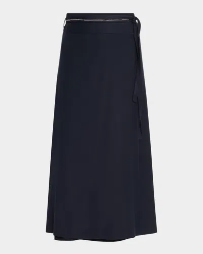 Peserico Punto Luce Tie-waist Midi Skirt In Blue