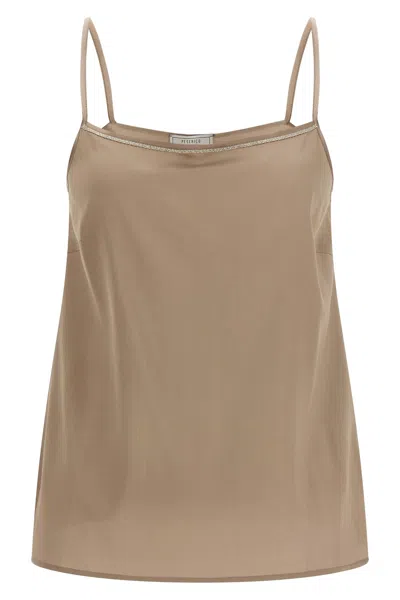 Peserico Punto Luce Top Spaghetti Strap Trim In Neutral