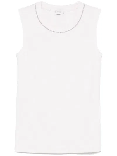 Peserico Punto Luce-trim Jersey Tank Top In White