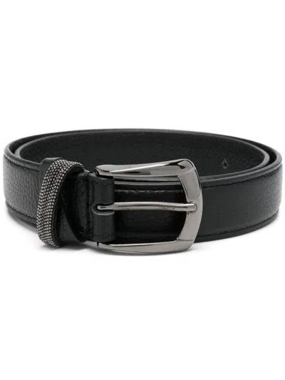 Peserico Punto Luce-trim Leather Belt In Black