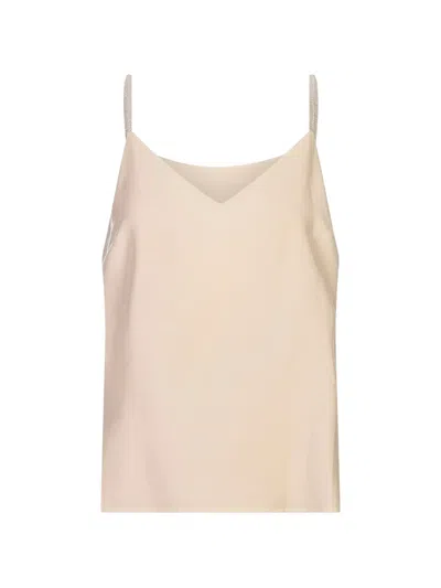 Peserico Punto Luce V-neck Top In Neutral