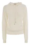 Peserico Pure Cotton Cordonet Jumper With Sequins In White