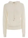 Peserico Pure Cotton Cordonet Jumper With Sequins In White
