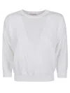 Shop Peserico Pure Cotton Crepe Yarn Sweater In White