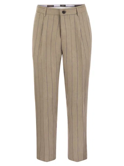 Peserico Pure Linen Chino Trousers In Rope