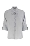 Peserico Women Pure Linen Striped Canvas Shirt