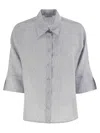 Peserico Women Pure Linen Striped Canvas Shirt