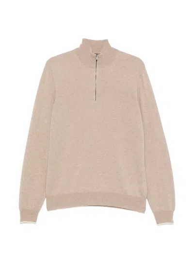 Peserico Quarter-zip Knitted Sweater In Pink