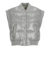 Peserico Down Cropped Vest In Gray
