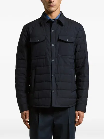 Peserico Quilted Chest-pocket Jacket In Blue