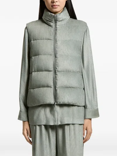 Peserico Quilted Corduroy Gilet In Green