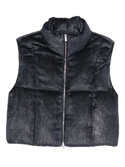 Peserico Quilted Corduroy Vest In Blue