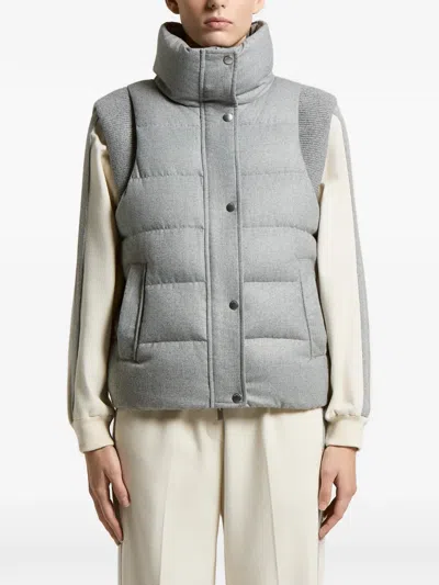 Peserico Quilted High-neck Gilet In Gray