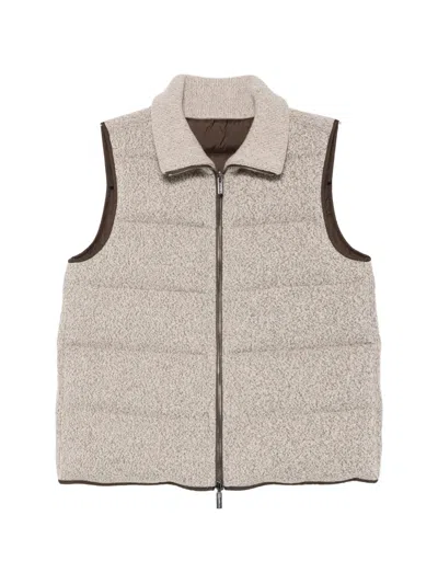 Peserico Quilted High-neck Gilet In Gray