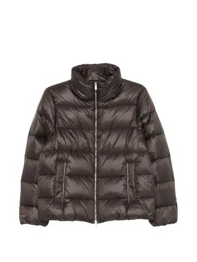 Peserico Quilted High-neck Jacket In Brown