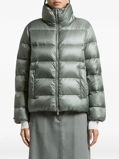Peserico Quilted High-neck Jacket In Green