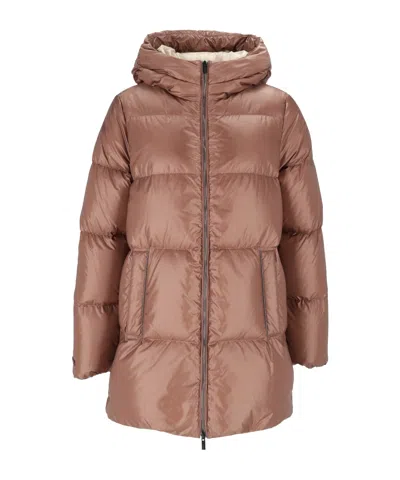 Peserico Quilted Hooded Down Jacket In Pink