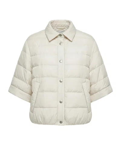 Peserico Quilted Cropped-sleeve Jacket In White