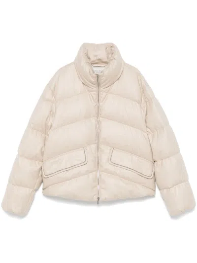 Peserico Quilted Puffer Jacket In Neutrals