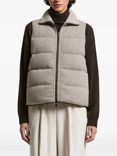 Peserico Quilted Reversible Gilet In Brown