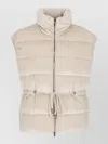 Peserico Quilted Sleeveless Jacket Drawstrings At Waist In Neutral