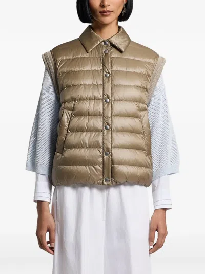Peserico Quilted Sleeveless Jacket In Gray