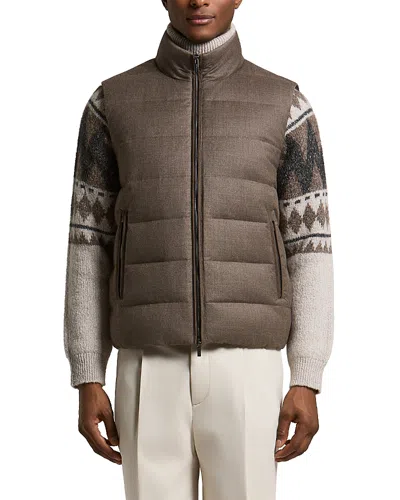 Peserico Quilted Stand Collar Tech Vest In Brown