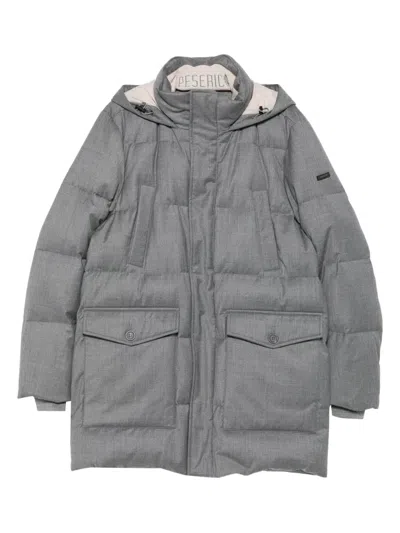 Peserico Quilted Wool Down Down Jacket In Gray