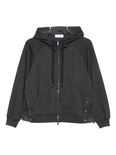 Peserico Raglan-sleeves Zip-up Hoodie In Black