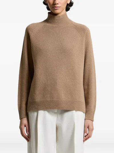 Peserico Raglan-sleeve High-neck Sweater In Brown