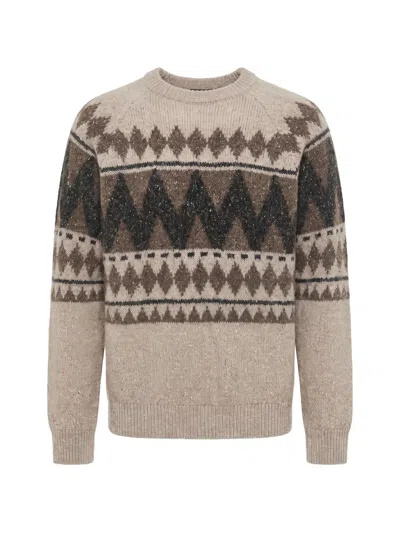 Peserico Patterned Jacquard Crew-neck Sweater In Neutral