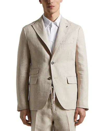 Peserico Single-breasted Linen Blazer In Neutral